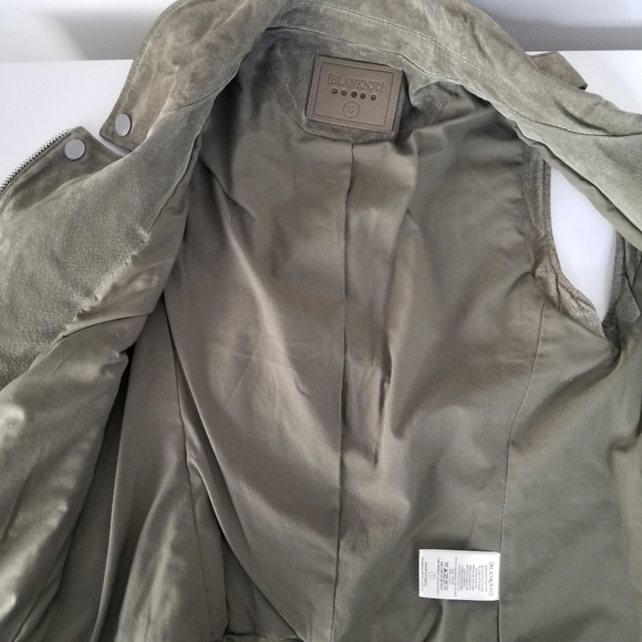 Blank NYC Olive Green Suede Leather Moto Vest Size S Zipper Snap Closures - Picture 2 of 11